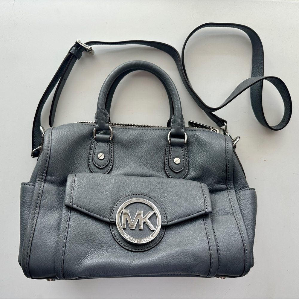 MICHAEL KORS Margo Dark Slate Medium Shoulder Satchel